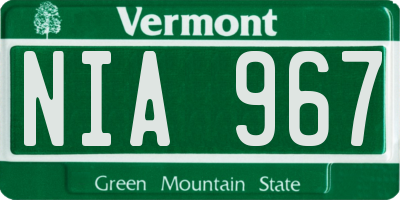 VT license plate NIA967