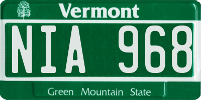 VT license plate NIA968