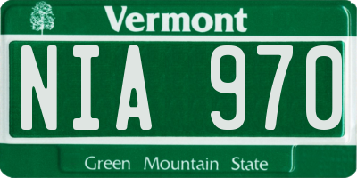VT license plate NIA970