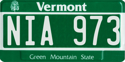 VT license plate NIA973