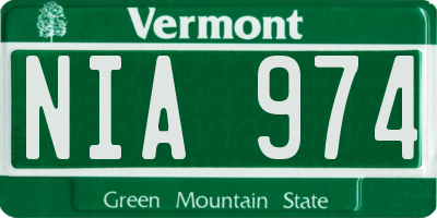 VT license plate NIA974