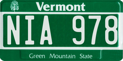VT license plate NIA978