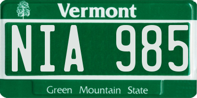 VT license plate NIA985