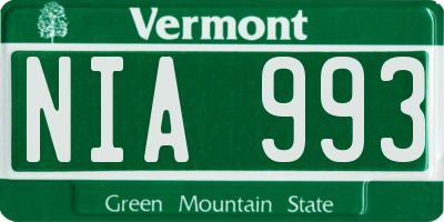 VT license plate NIA993