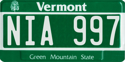 VT license plate NIA997