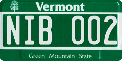 VT license plate NIB002