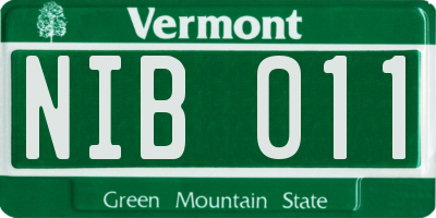 VT license plate NIB011