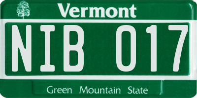 VT license plate NIB017