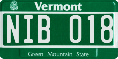 VT license plate NIB018