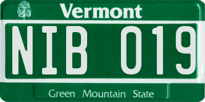 VT license plate NIB019