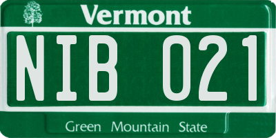 VT license plate NIB021