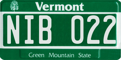VT license plate NIB022