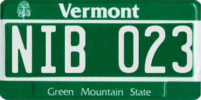 VT license plate NIB023