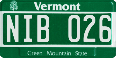 VT license plate NIB026