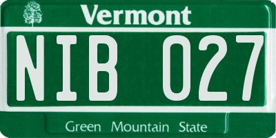 VT license plate NIB027