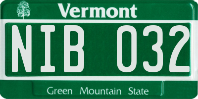 VT license plate NIB032