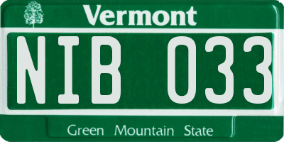 VT license plate NIB033