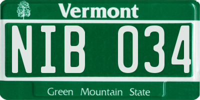 VT license plate NIB034
