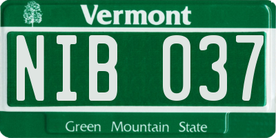 VT license plate NIB037