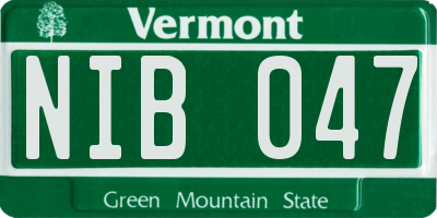 VT license plate NIB047