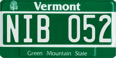 VT license plate NIB052