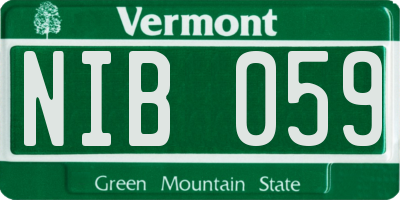 VT license plate NIB059