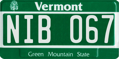 VT license plate NIB067