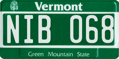 VT license plate NIB068