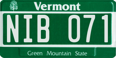 VT license plate NIB071