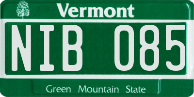 VT license plate NIB085