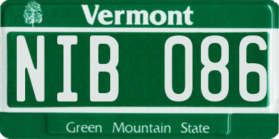 VT license plate NIB086