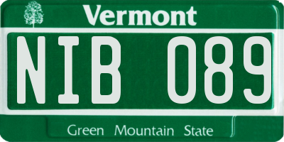 VT license plate NIB089