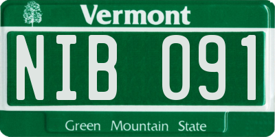 VT license plate NIB091