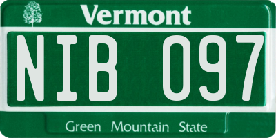 VT license plate NIB097