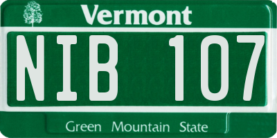 VT license plate NIB107