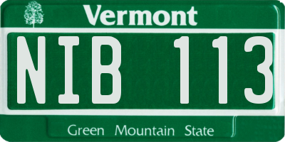 VT license plate NIB113