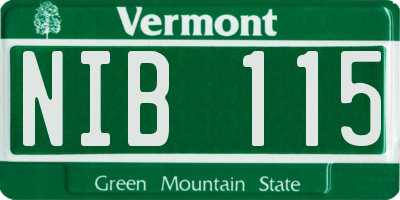 VT license plate NIB115
