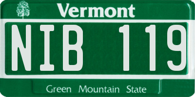 VT license plate NIB119