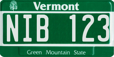 VT license plate NIB123