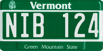 VT license plate NIB124