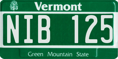 VT license plate NIB125