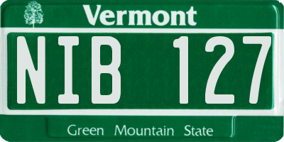 VT license plate NIB127