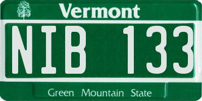 VT license plate NIB133