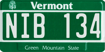 VT license plate NIB134