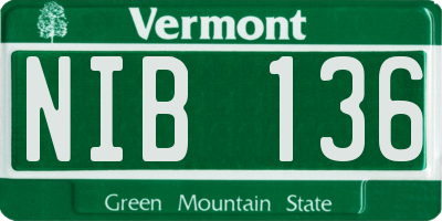 VT license plate NIB136