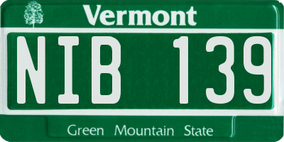 VT license plate NIB139