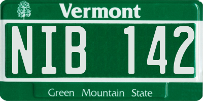 VT license plate NIB142