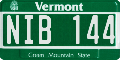 VT license plate NIB144