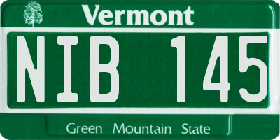 VT license plate NIB145