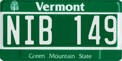 VT license plate NIB149